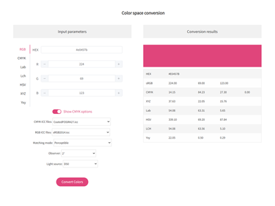  Click here for RGB, CMYK, HEX, Lab, Lch, HSV, XYZ One-Click Conversion